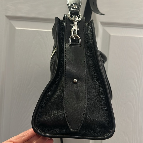Rebecca Minkoff Bedford Zip Satchel Crossbody Black Leather and Silver Hardware - Picture 6 of 16